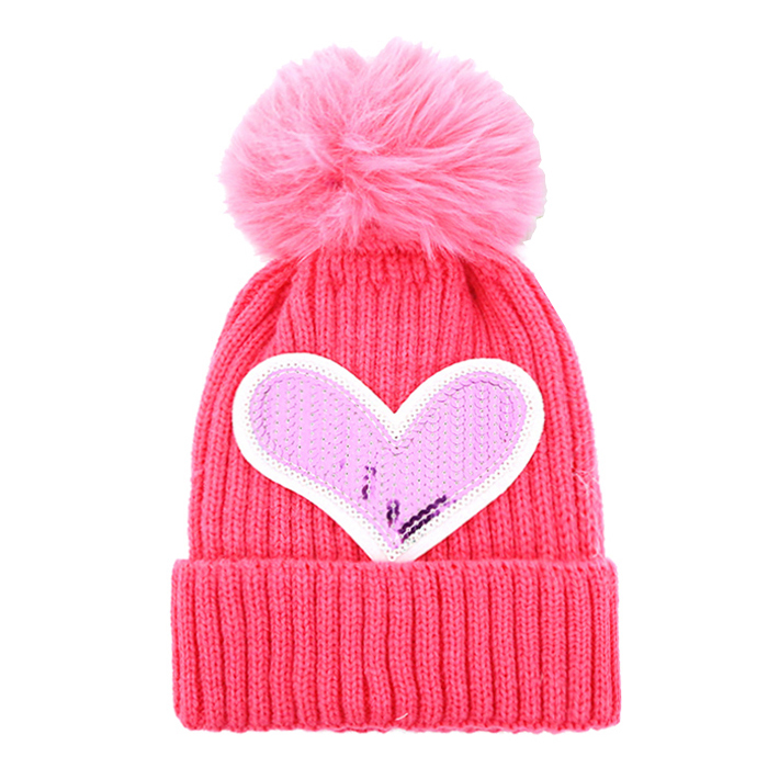 Gorro de Lana con Pompón y Corazón