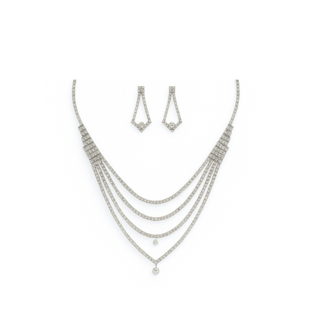 Set Collar + Aros Strass Multi Cadena