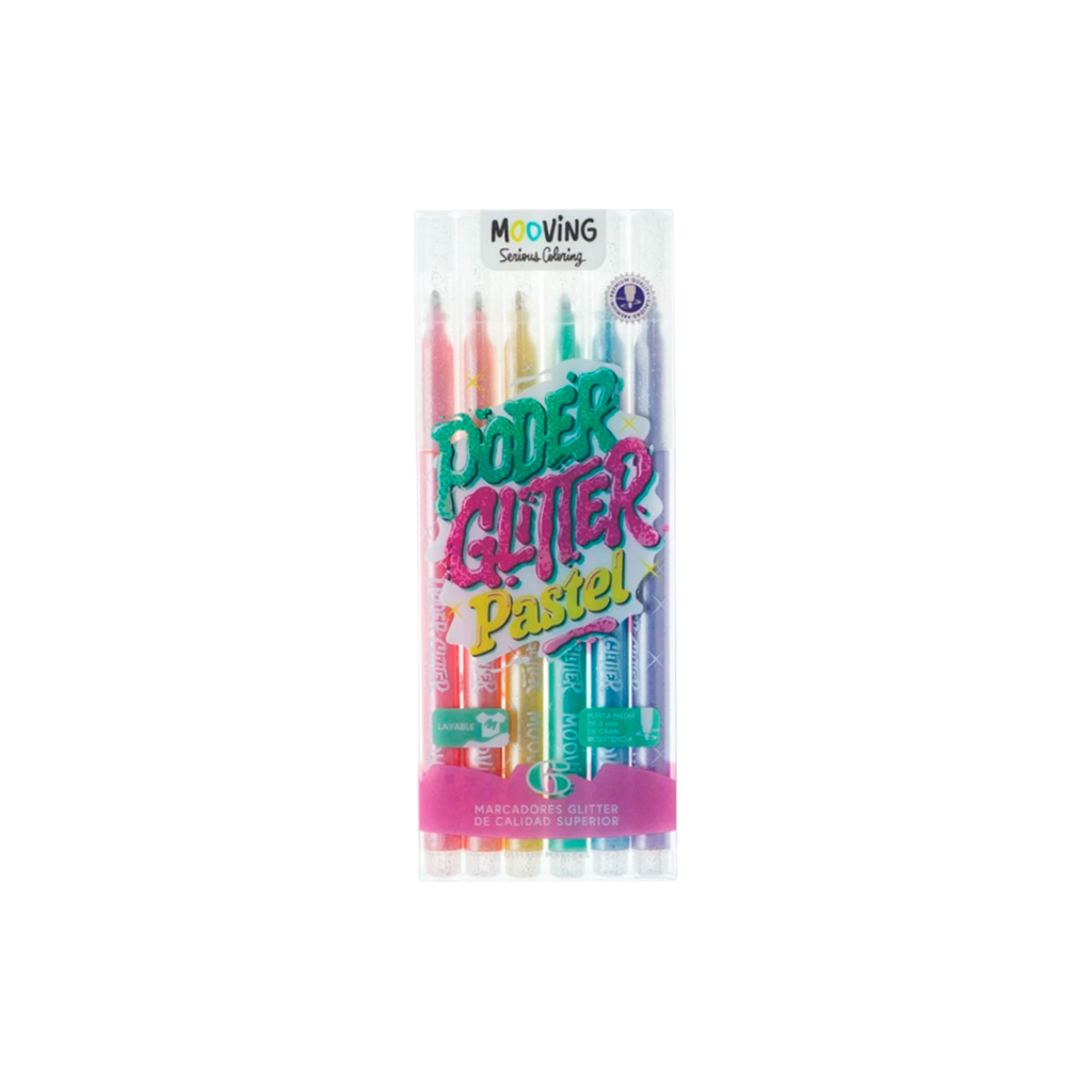 MARCADORES GLITTER PASTEL MOOVING