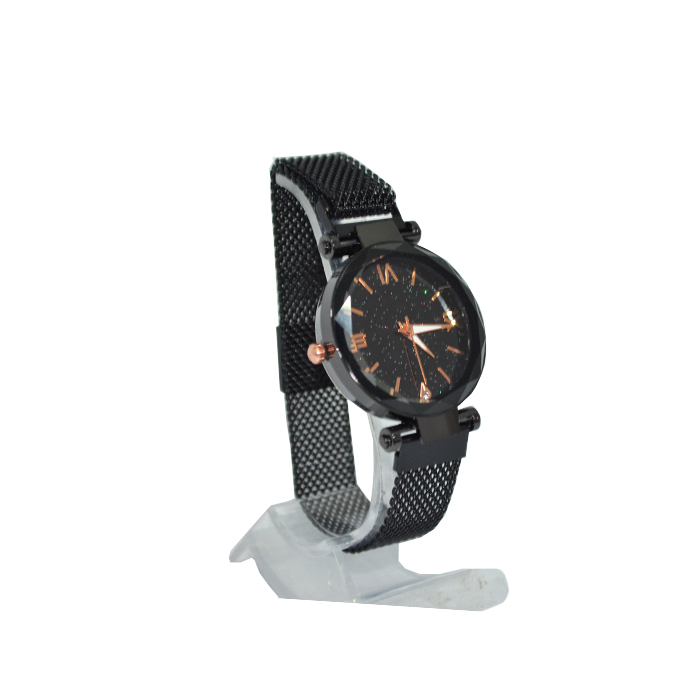 RELOJ CON  BRILLO MALLA METALICA