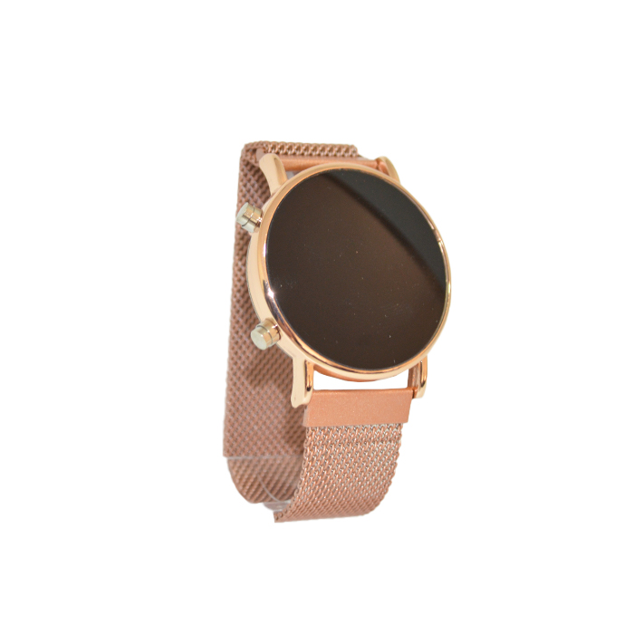 RELOJ ESPEJADO CON MALLA METALICA
