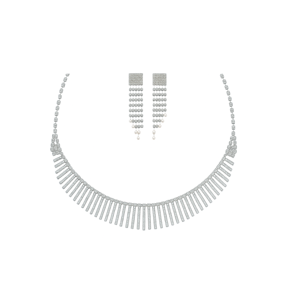 [50926] SET COLLAR + AROS STRASS COLGANTE