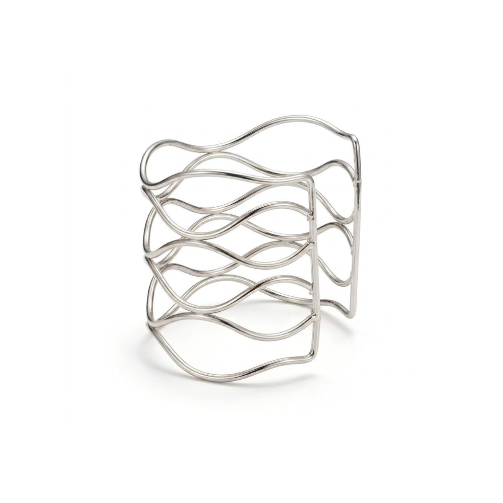 [53193-1] BRAZALETE ANCHO DISEÑO DE ONDAS (Dorado (D))