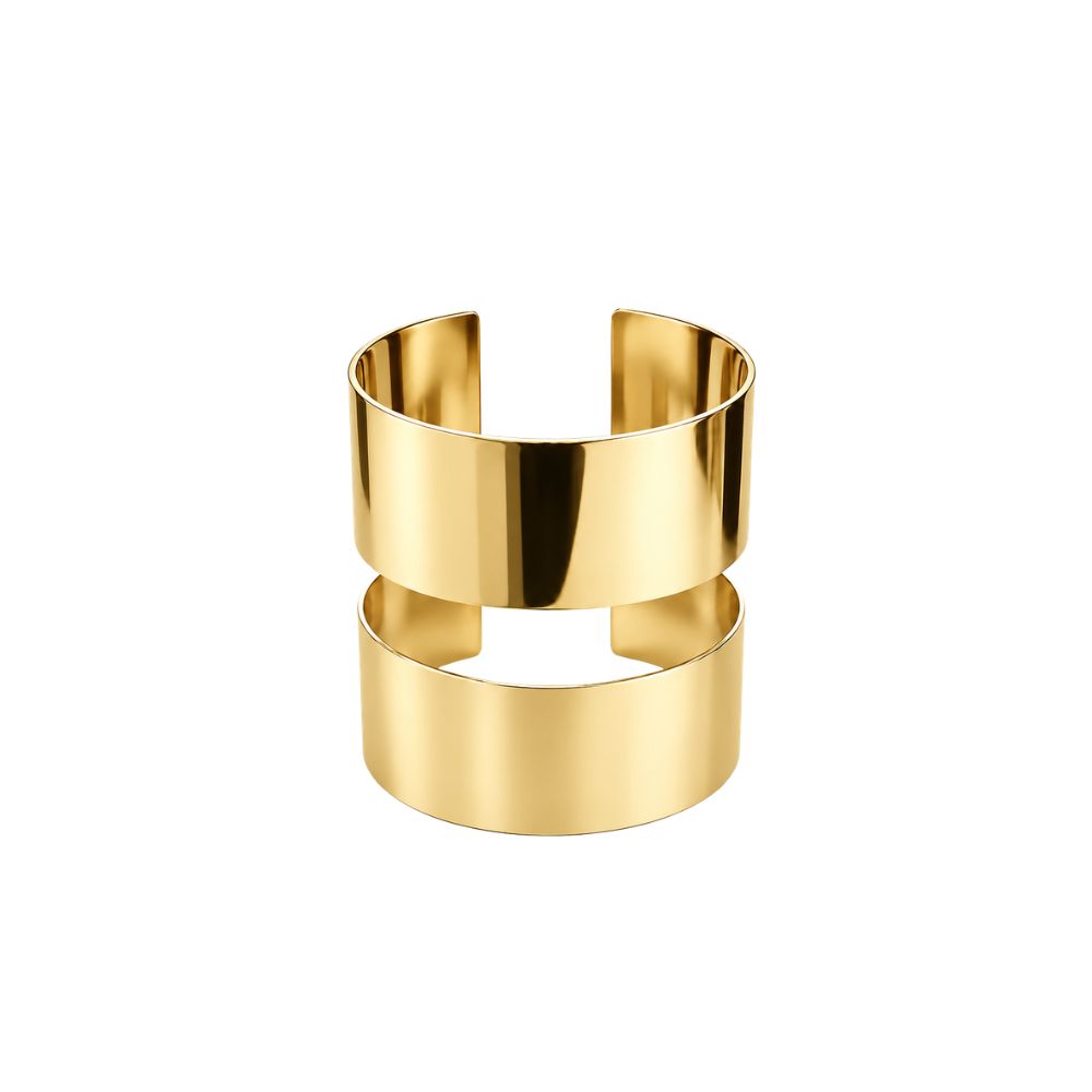 [53194-1] BRAZALETE RIGIDO DISEÑO DOBLE BANDA CALADA (Dorado (D))