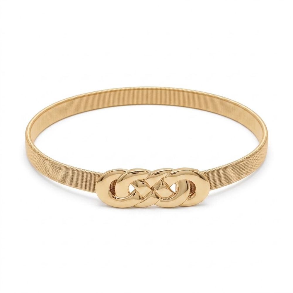 [53199-1] CINTO ELASTIZADO METALICO CON HEBILLA ENTRELAZADA (Dorado (D))