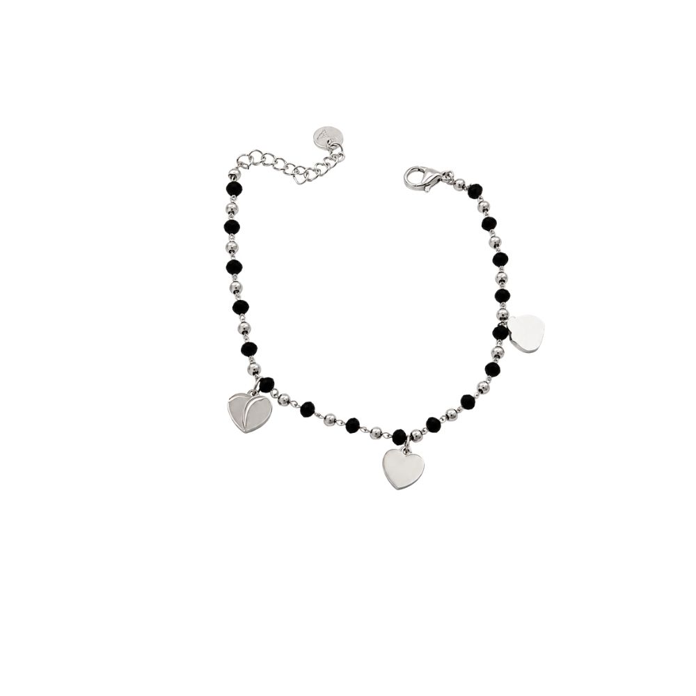 [53134] PULSERA ACERO DISEÑO MIX BOLITAS Y CRISTALES