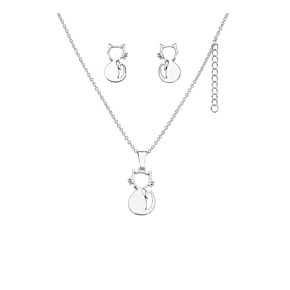 [53117-2] SET DE AROS + COLLAR DE GATITO (Dorado (D))