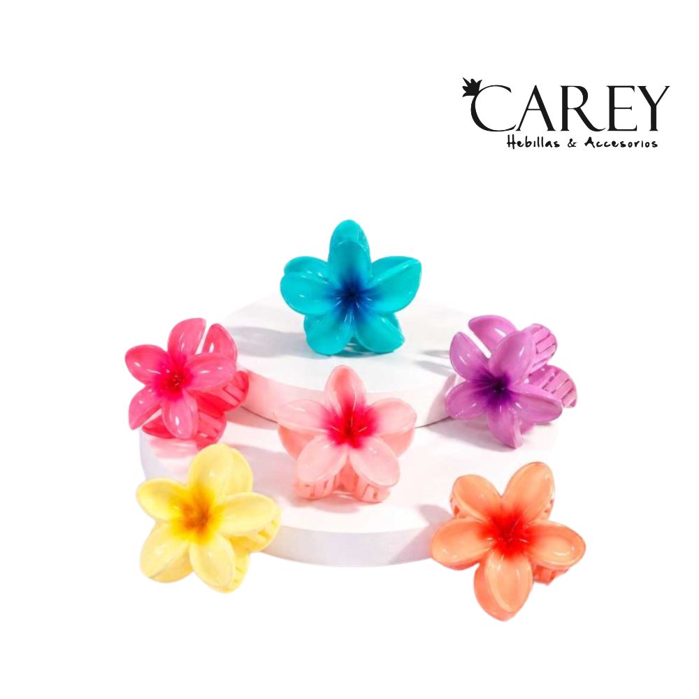 BROCHE FLOR HAWAIANA CHICA CAREY SURTIDO IRISADO