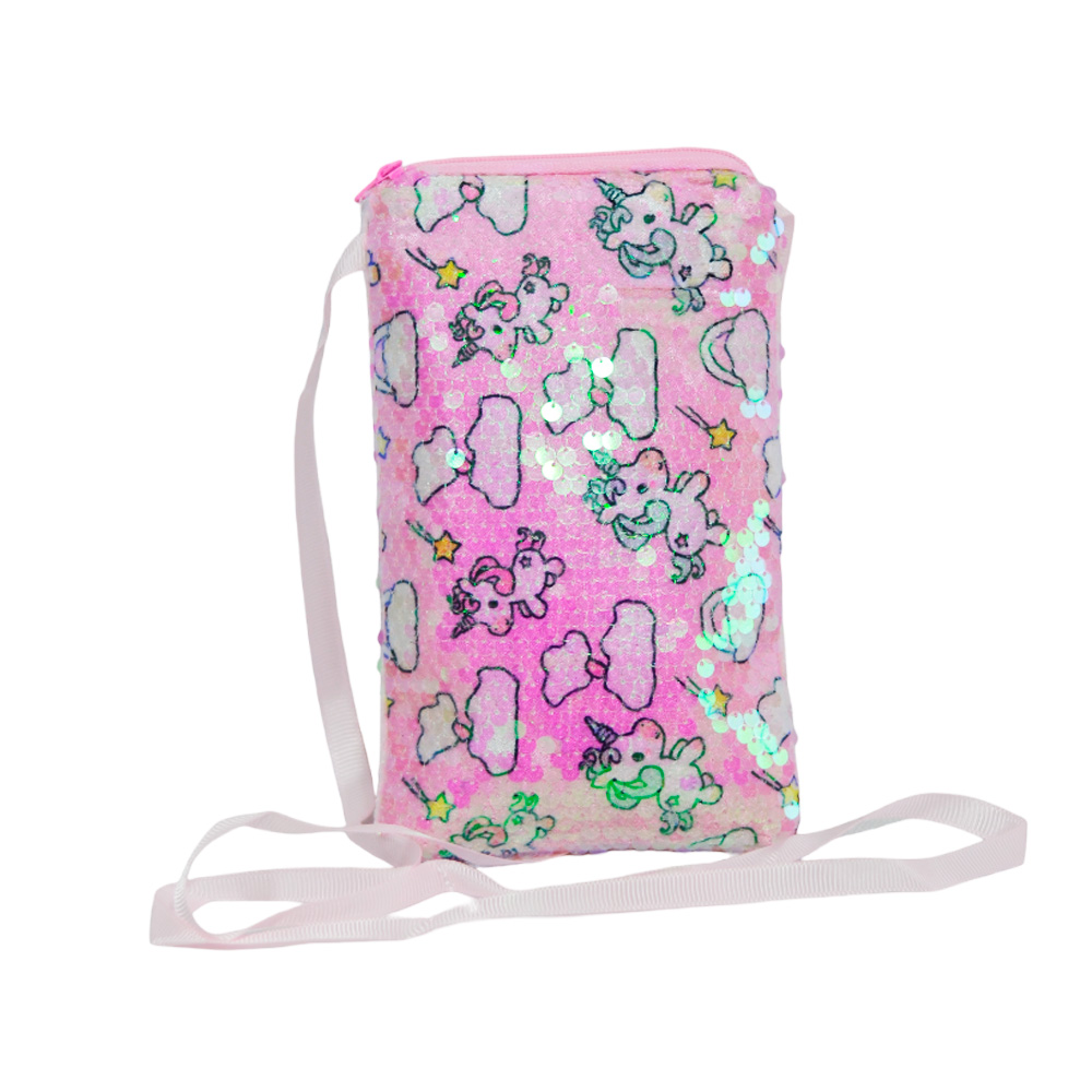 [42629-2] CARTERITA RECTANGULAR CON FRENTE DE LENTEJUELAS Y UNICORNIO (Rosa (RO))